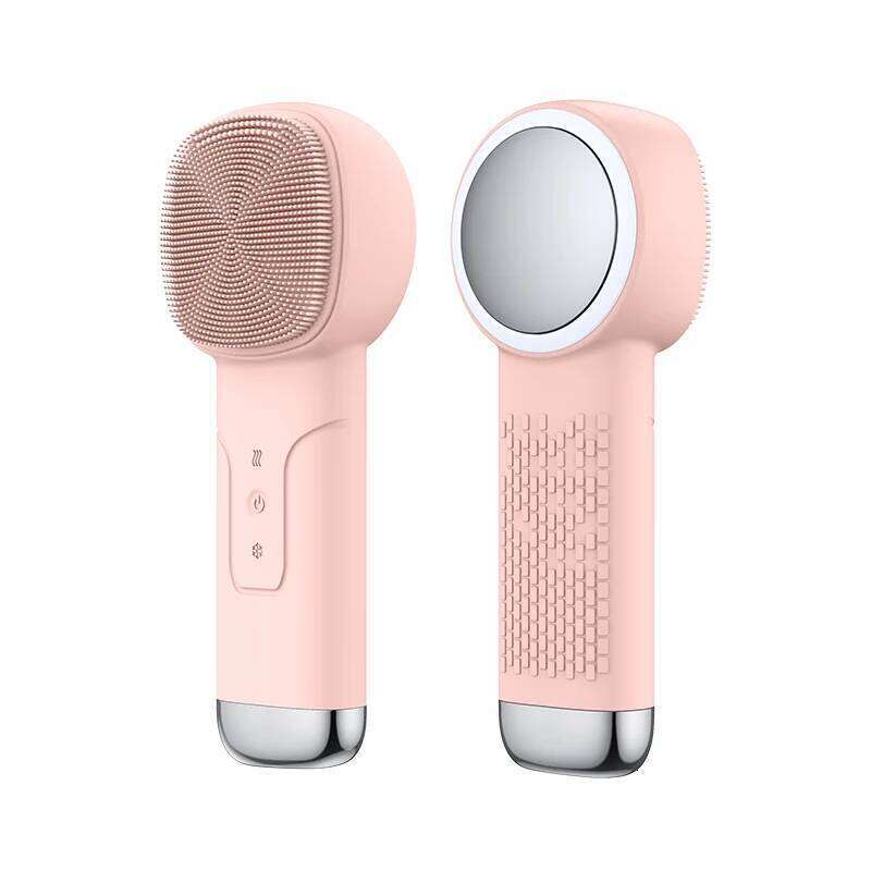 Hot and Cold Soft Silicone Facial Massager Red Blue LED Light Electric Face Cleaning Brush