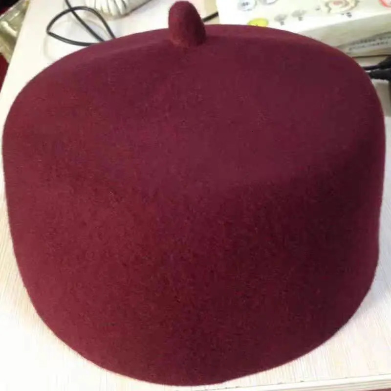 Wool Felt Beret Caps for Muslim Men Performance Stage Dancing Party Hats Fashion Black Red Kufi Hijab Handmade Good Feeling 250712