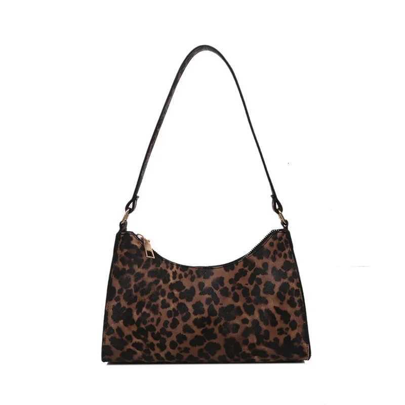 French Underarm Tote Bags for Womens Brown Leopard Handbag Clutch Bags Female Vintage PU Leather Shoulder Bags Versatile Casual XJ250718