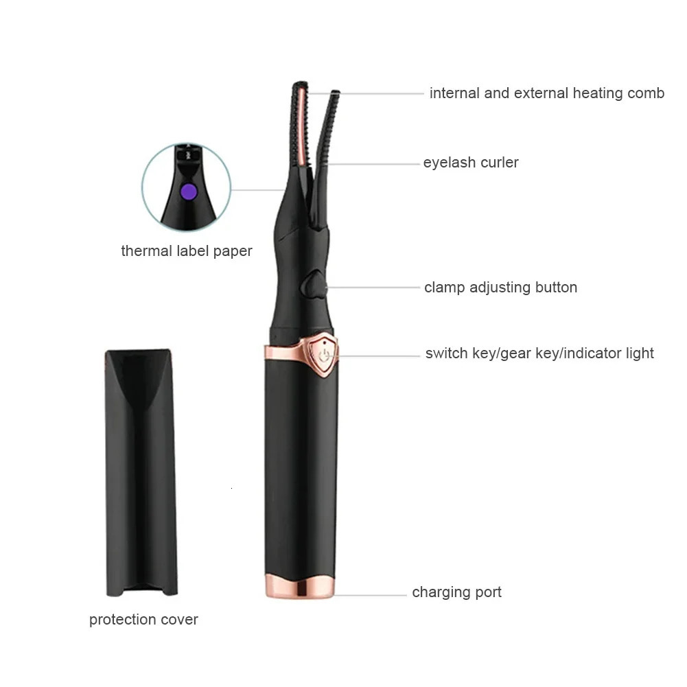 2-in-1 portable heated eyelash curler long-lasting curling comb clip USB power supply 3-speed temperature mode beauty tool 250716