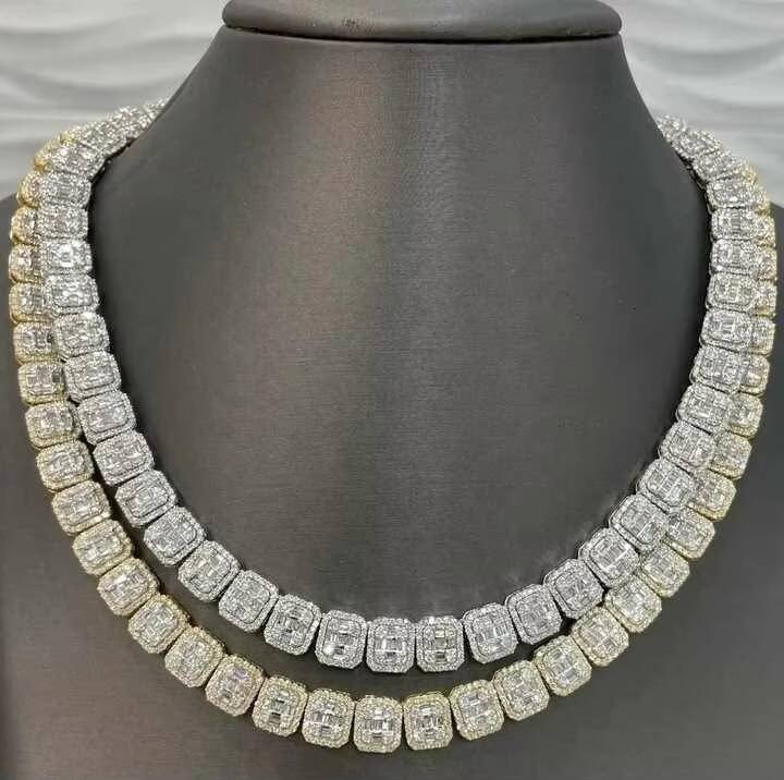 Custom Hip Hop Style Cuban Chain for Men VVS Moissanite Diamond Necklace in IGI Certified 925 Silver with 18K White Gold Finish