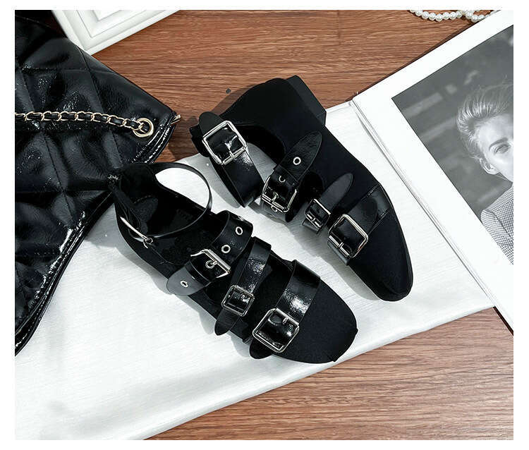 2025 Spring Summer New French Style Belt Buckle Single Women, High-End Versatile Casual Shoes with Soft Soles for Comfortable Wear