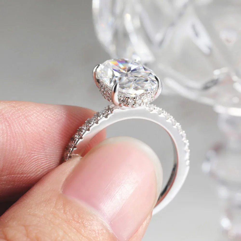 4.5CT Oval Cut Full Engagement Ring for Women 925 Sterling Silver Plated 18K Lab Diamond Wedding Band GRA Certificate 250712