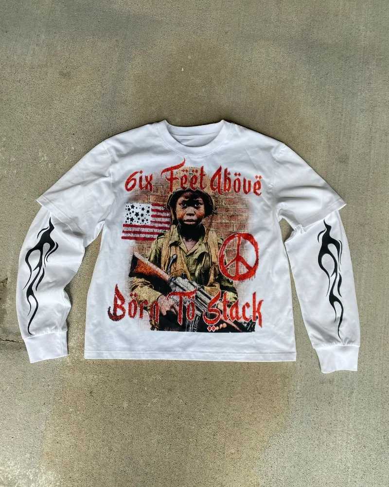 American Gothic Harajuku anime printed long sleeve hoodie mens clothing hoodie High street punk style oversized sweatshirt X250718