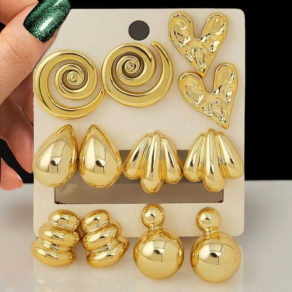 12pcs/set New CCB Spiral Love Water Drop Irregular Earrings Set for Women Fashion Jewelry Accessories X2507181