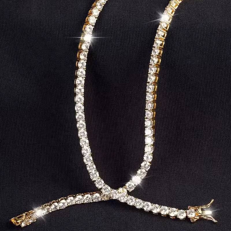 4mm Moissanite Tennis Chain in Stock Women Men 925 Sterling Silver Hiphop VVS Moissanite Tennis Chain