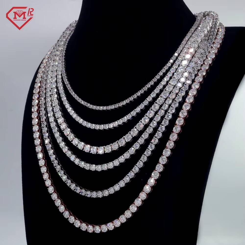 Ready to Ship Moissanite Tennis Necklace 3mm 4mm 5mm 6mm Iced Out White Gold S925 Men Moissanite Tennis Chain
