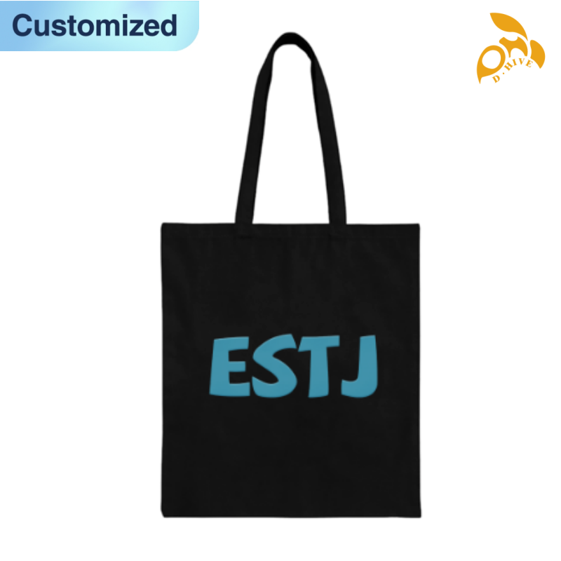 Free shipping trendy designers customize lightweight and high-quality black full-print canvas tote DIY bags