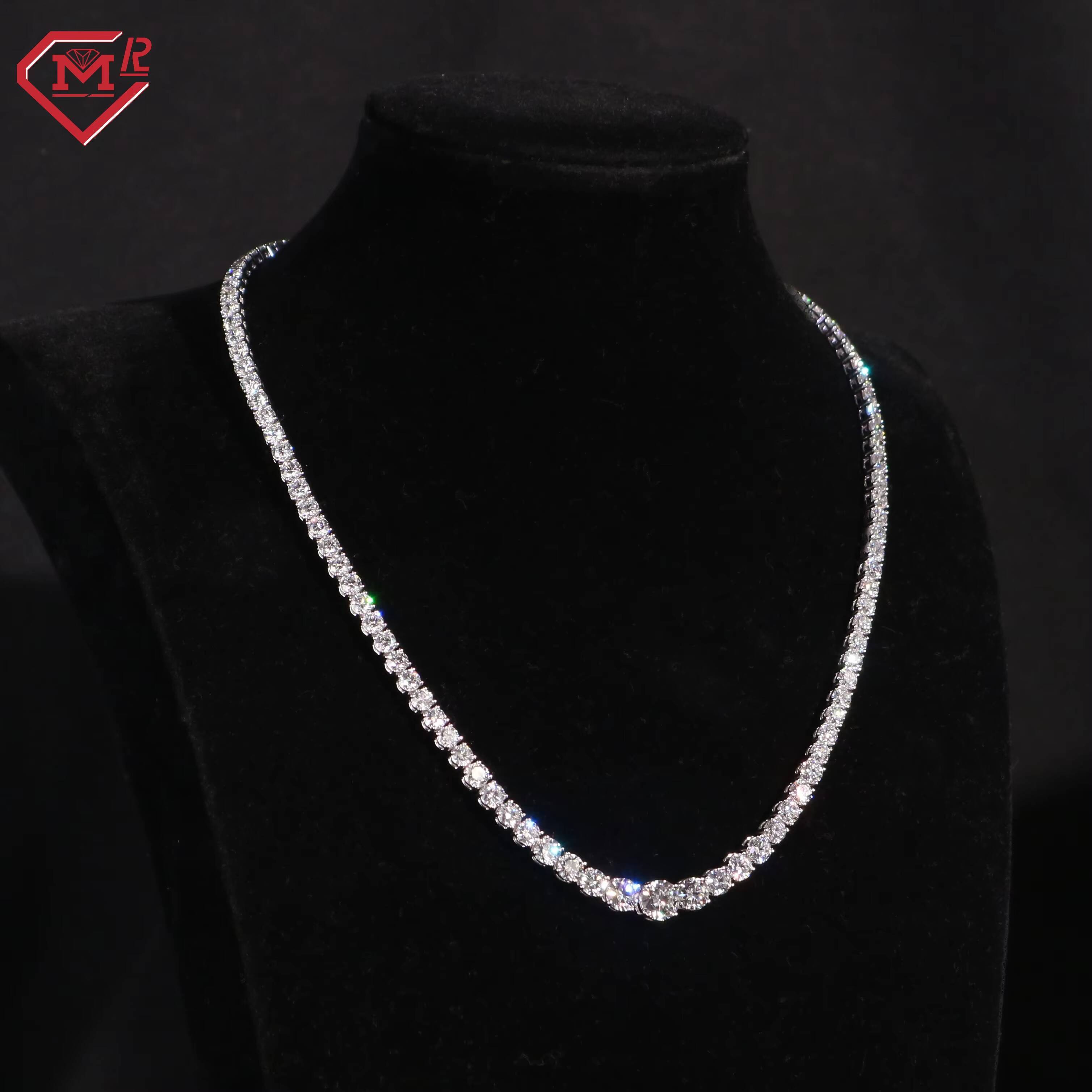 Popular Tennis Chain Necklace Gradual Design Hip Hop 925 Silver VVS Diamond Hiphop Moissanite Tennis Chain