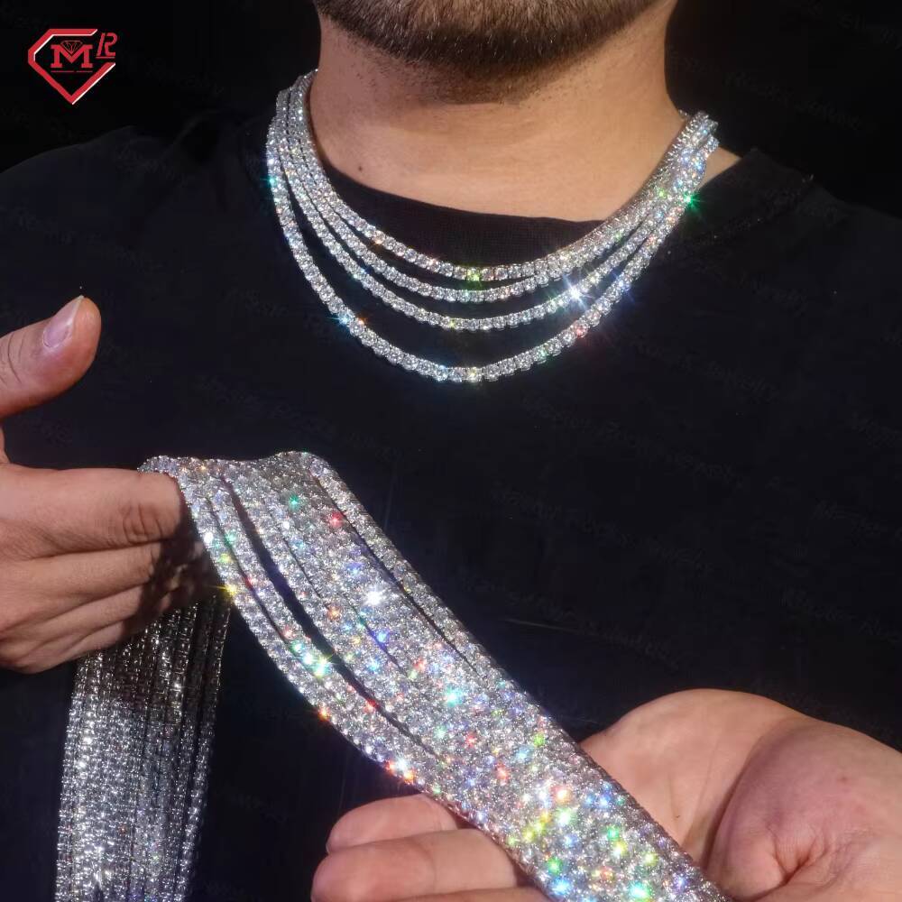 2mm 3mm 4mm 5mm Moissanite Tennis Necklace 925 Silver VVS Iced Out Hiphop Bling Moissanite Chain