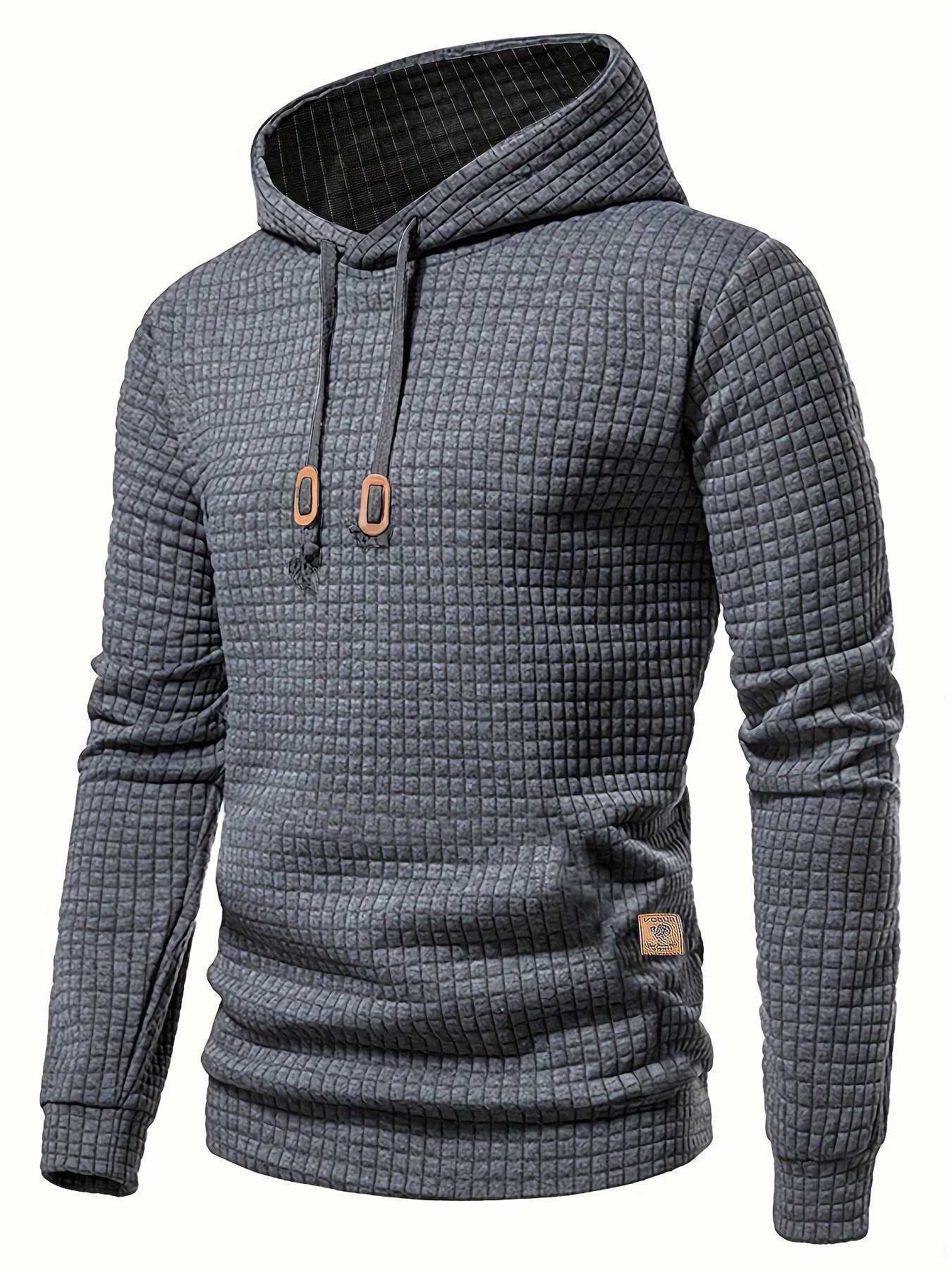 Waffle Pattern Hoodie Cool Hoodies For Men Mens Casual Solid Pullover Hooded Sweatshirt Streetwear For Winter Fall As GiftsXJ250714