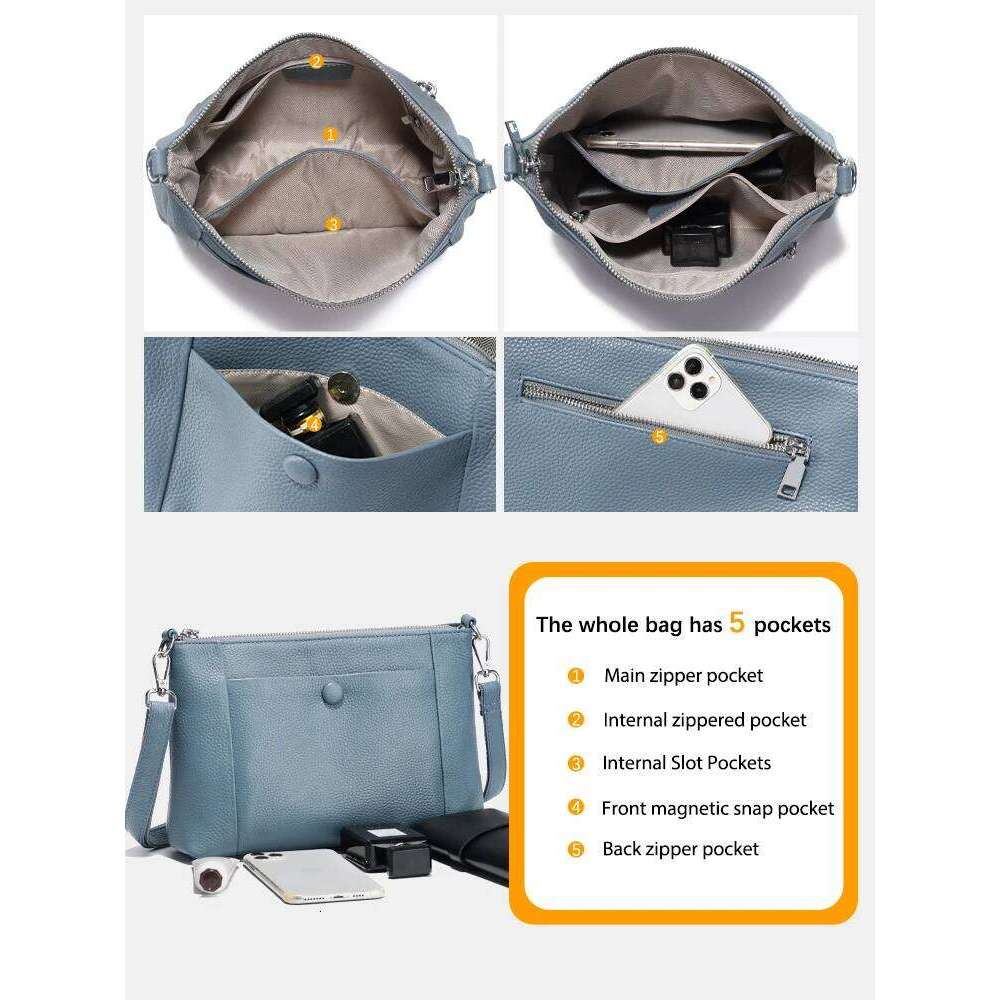 Zency Minimalist Women Purse 2025 Spring Shoulder Square Cross Over 100% Genuine Leather Small Phone Bag For Commuters Hotluxury bag tote bag