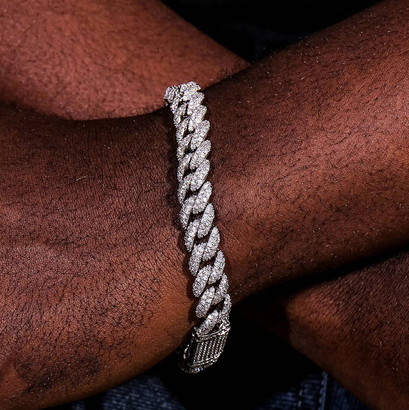 White Gold Moissanite Ice Out Collection Hop Miami Necklace Cuban Chain