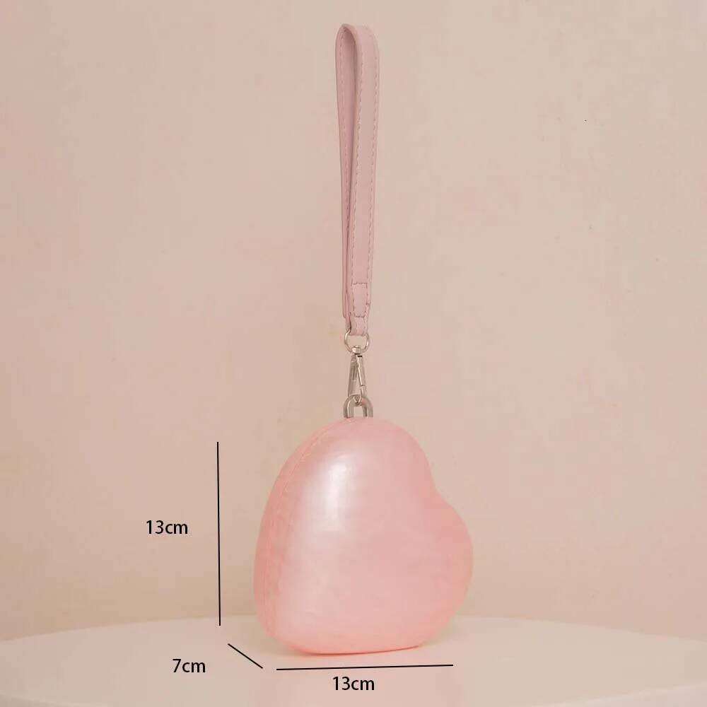 Women Acrylic Mini Marble Pink Small Heart Evening Clutch Bag With Beaded Strap For Wedding Party Purse And Handbag