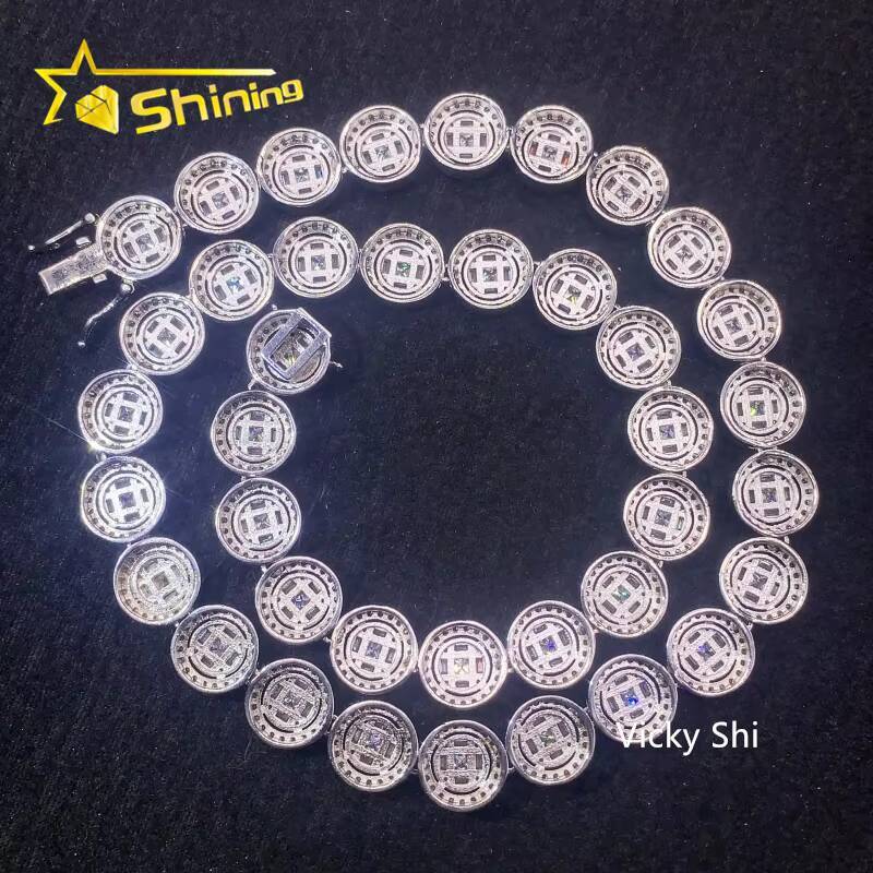 Hip Hop Jewelry Iced Out Cuban Link Necklace 13mm 925 Sterling Silver Moissanite Diamond Cuban Link Chain