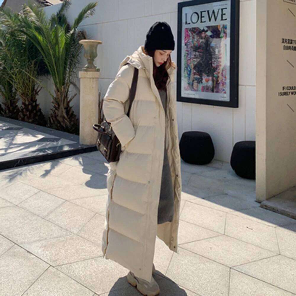 Women X-Long Hoodie Down Coat Cotton Padded Ankle Length Lengthened Thicken Warm Hooded Overcoat Snowwear Oversize Dropshipping MDNG