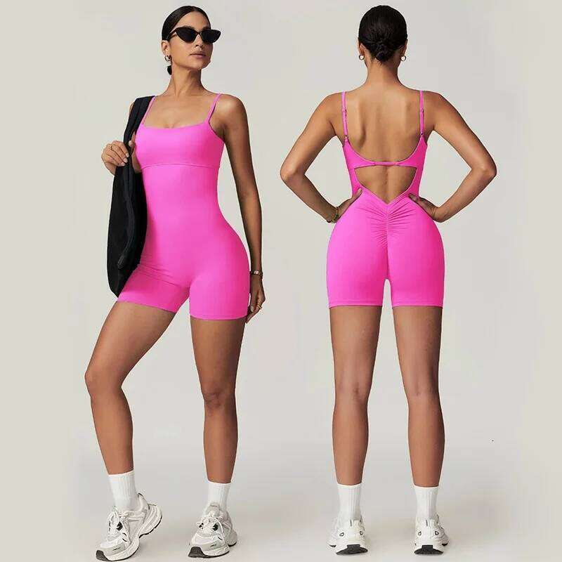 Cloud Rise Women SEXY V Back Yoga Jumpsuit Sports Backless One-Piece Gym Fiess Bodysuit Workout Suit Overall Sportswear