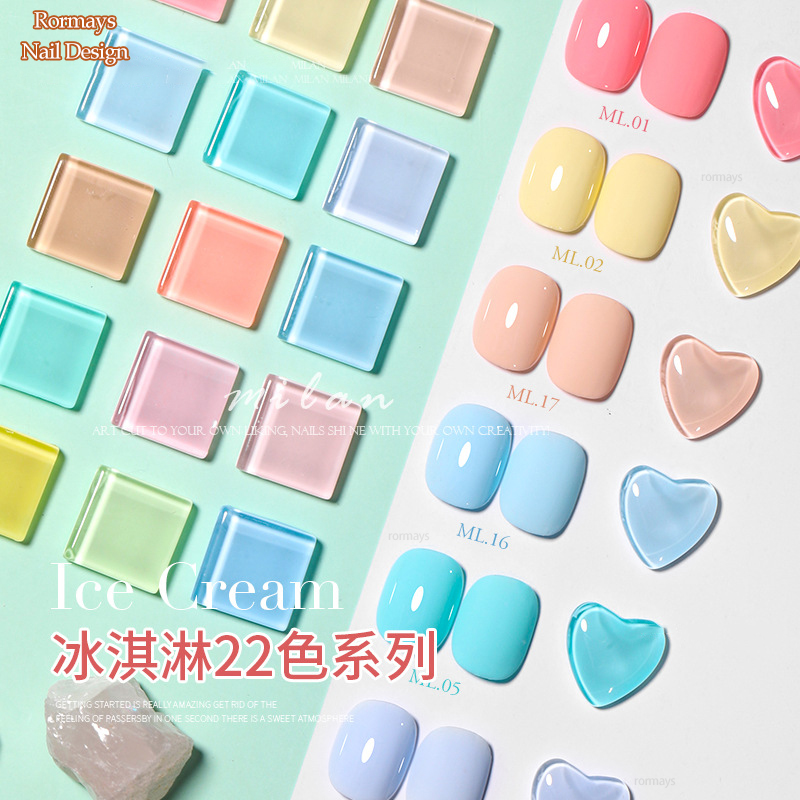 Rormays Macaron gel polishing 22 PCS mixed varnish semi permanent immersion color candy gel UV LED whitening summer salon primer Topcoat Nail Wholesal