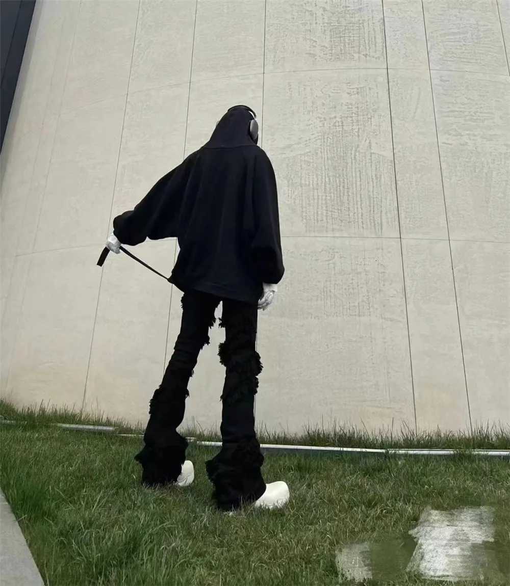 Men Denim Jeans Cotton Gothic Mens Clothing Coated Autumn Slim Straight Boot Cut Solid High Street Black Jeans Long Pants X250718