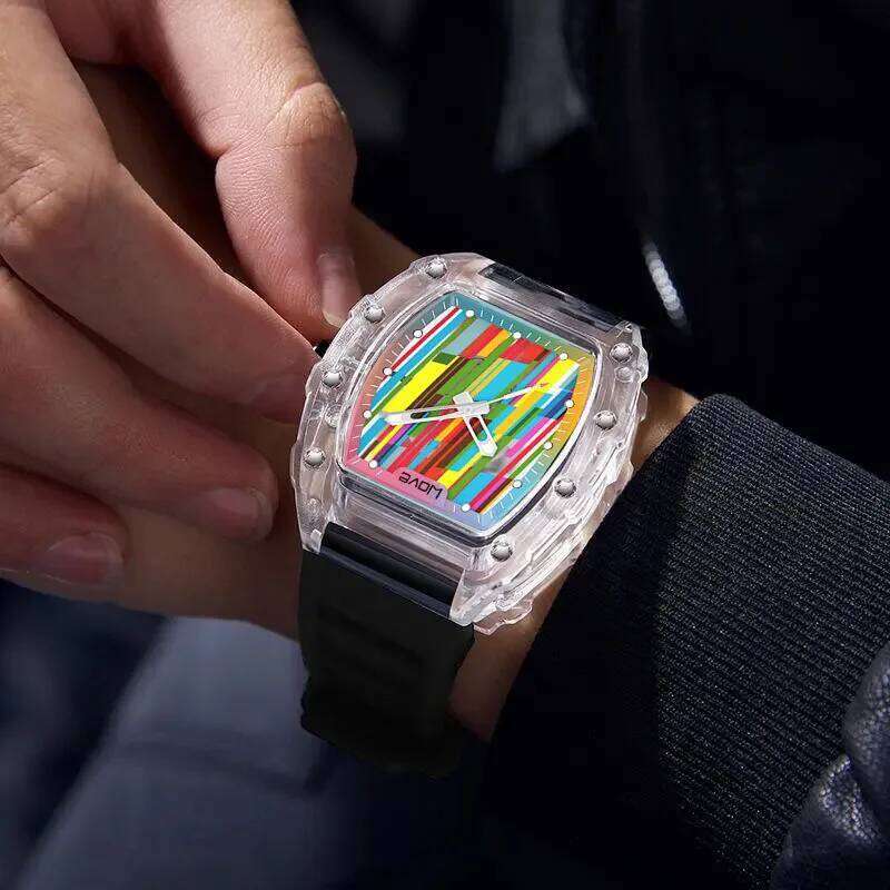 UTHAI CQ298 Leisure sports quartz barrel shaped calendar night light waterproof men's watch colorful clock gift free shipping