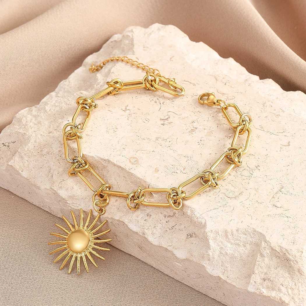 2025 100% Sun Pendant Bracelet Stainless Steel Minimalist Paperclip Chain Bracelets for Women Jewelry Birthday Gift X2507181