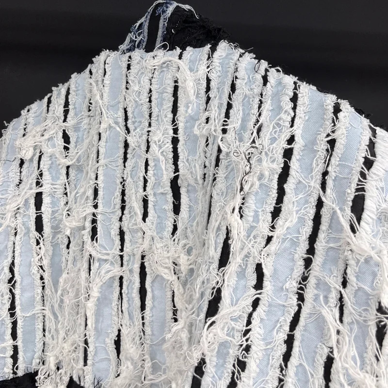 PFHQ Summer Mens Worn Out Denim Vest High Quality Patchwork Techwear Creativity Contrast Color Motorcycle Waistcoat 21Z1136 250717