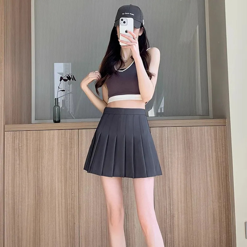 Spring Summer Pleated JK Half College Style Women High Waist Elastic Short Plus Size Slimming Hip Covering A-line Skirt