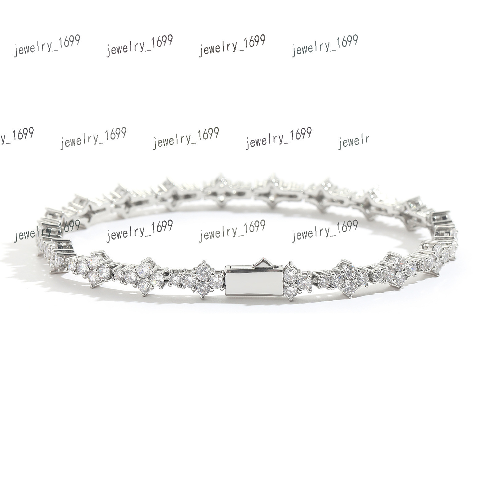 BES 7MM New Flower Shaped moissanite chain Tennis Chain Wholesale Bling Delicate Bracelet Women Men Iced Out Bling Jewelry