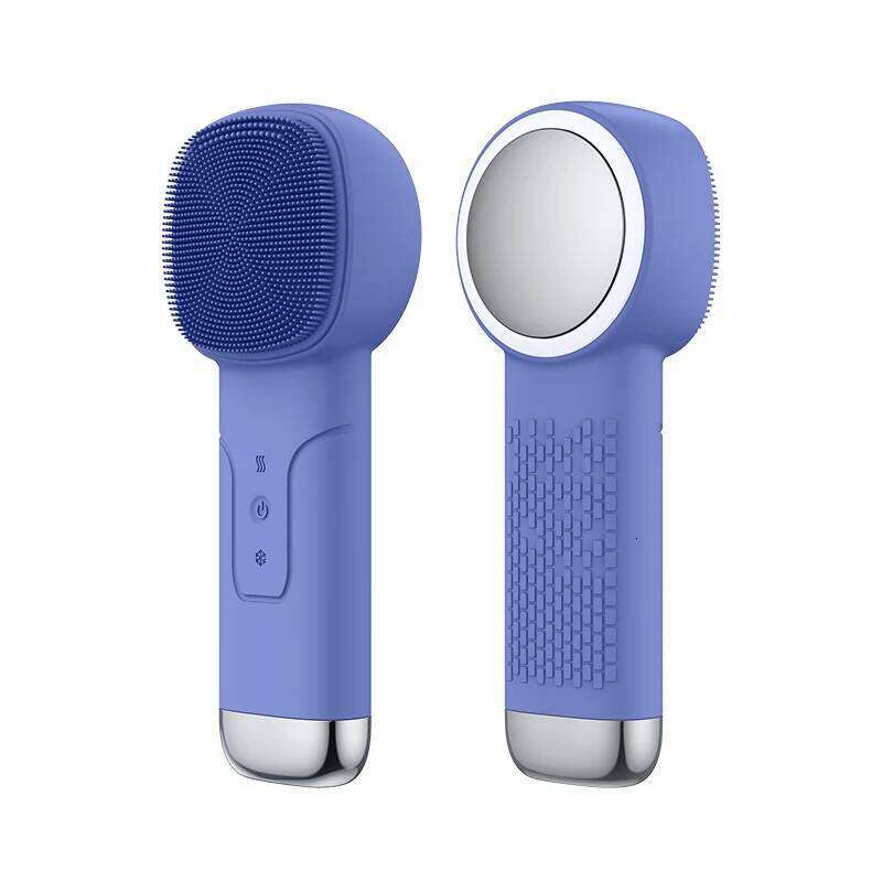 Hot and Cold Soft Silicone Facial Massager Red Blue LED Light Electric Face Cleaning Brush