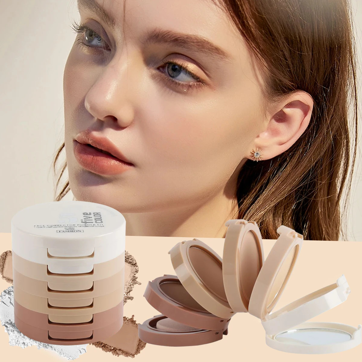 5-tone compact powder long-lasting 24-hour oil control and skin suitable for all skin tones 250716