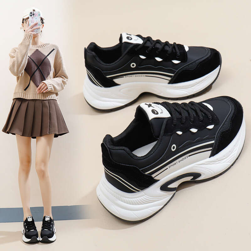 Women's Dad Sneakers 2024 New Autumn High-End Free shipping Versatile Thick-Soled White Soft Sole Non-Slip Travel Hiking Shoes