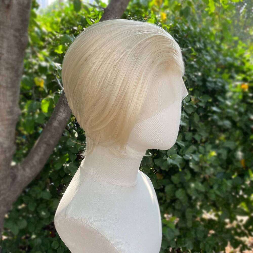 Blonde Men Short Bob Cut Synthetic Hair 13X4 Lace Front Wigs For Women Free Part Natural Hairline 150%