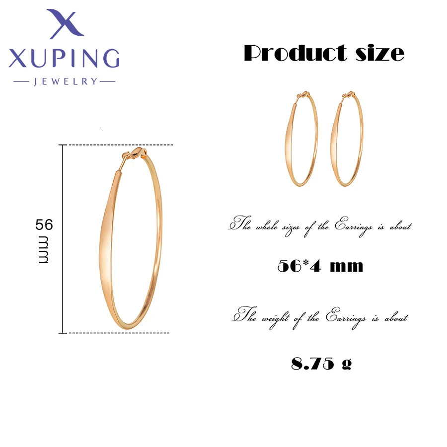 Xuping Jewelry Gold Plated Fashion Summer Elegant Big Hoops Earrings for Girls Women Party Gift 80633 250716
