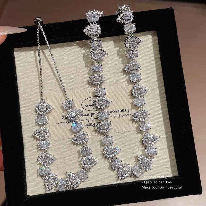 Water Drop Spliced Zircon Bride Wedding Dress Collarbone Chain High-end Light Fashionable Elegant Necklace
