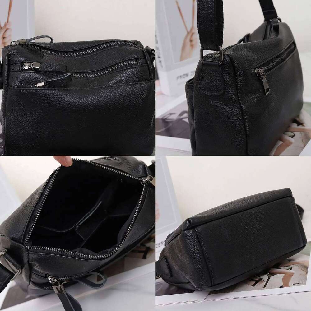 Women's Genuine Crossbody Bag, Multi-Pocket Organizer Tote, Diaper Bag For Moms, Full-Grain Leather Handmade Purse