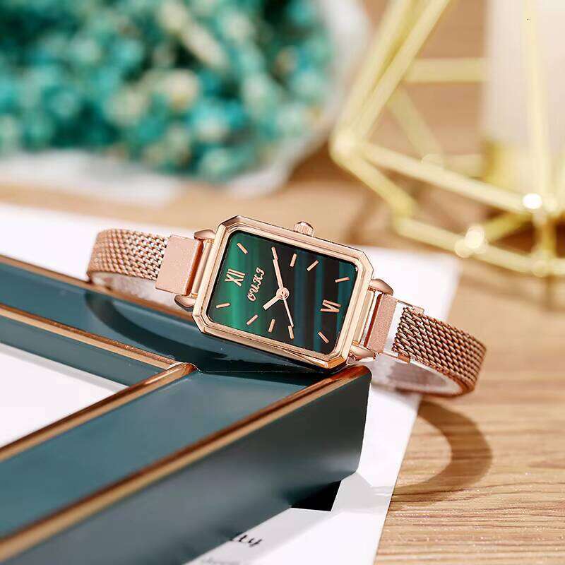 Vintage Magnetic Closure Watch - 14mm Retro Square Face Quartz Watch for Women | Minimalist Alloy Strap Dress Watch (6 Colors)