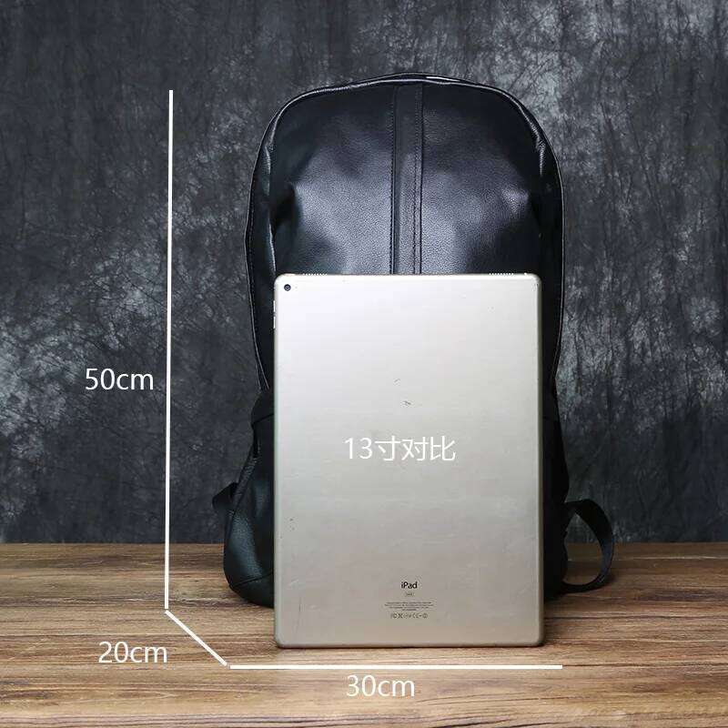 NZPJ Leather Men's Backpack Natural Cowhide Large Capacity Travel Outdoor Schoolbag Business Computer Bag For 15 Inch Laptop MDNG