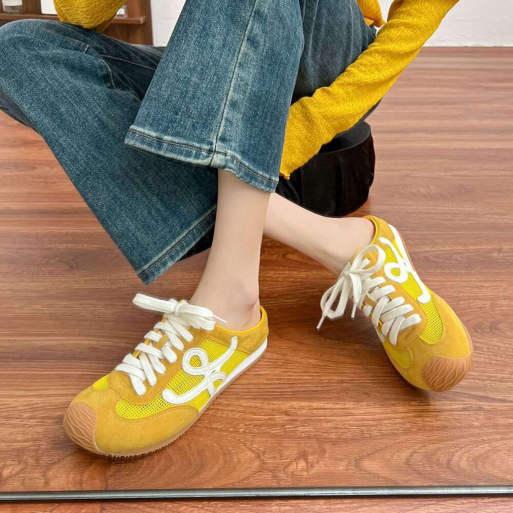 Designer Summer New Height-Increasing Thick-Soled Sneakers for Women, Backless Mules, College Style