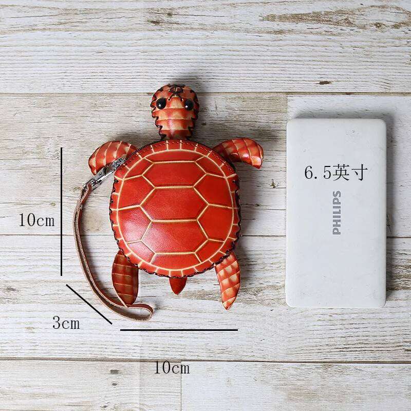 Hot Selling Genuine Leather Creative Turtle Coin Purse Cute Cartoon Student Children's Mini Cowhide Handmade Animal Short Wallet Designer Bags