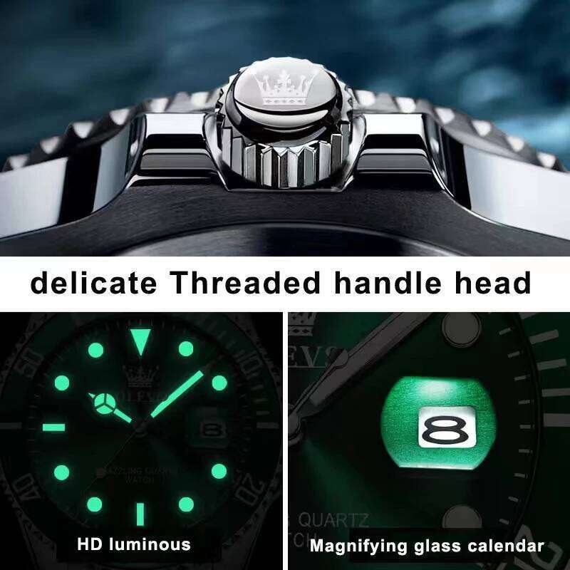 OLEVS Mens Quartz Watches Top Brand Business Waterproof Luminous Large Dial Men Wristwatches Sports Stainless Steel Watch free shipping
