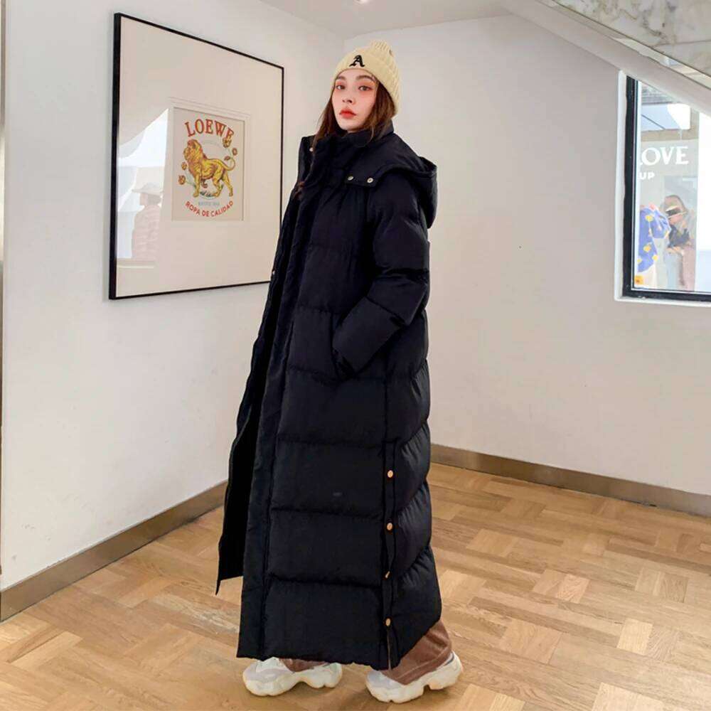 Women X-Long Hoodie Down Coat Cotton Padded Ankle Length Lengthened Thicken Warm Hooded Overcoat Snowwear Oversize Dropshipping MDNG