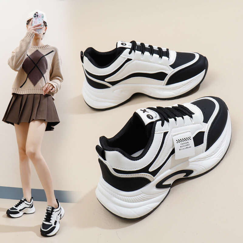 Trendy Plus Size Dad for Women 2024 Autumn Free shipping New Women's Student Sneakers Height Increasing Casual Shoes 6336