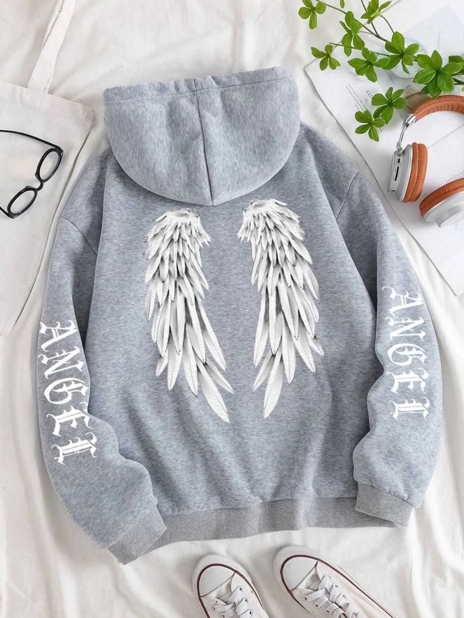 Beautiful Angel Wings Printed Hoodies Women Warm Comfortable Casual Hoodie Fashion Classic Hoody Loose Original Basic Clothes XJ250717