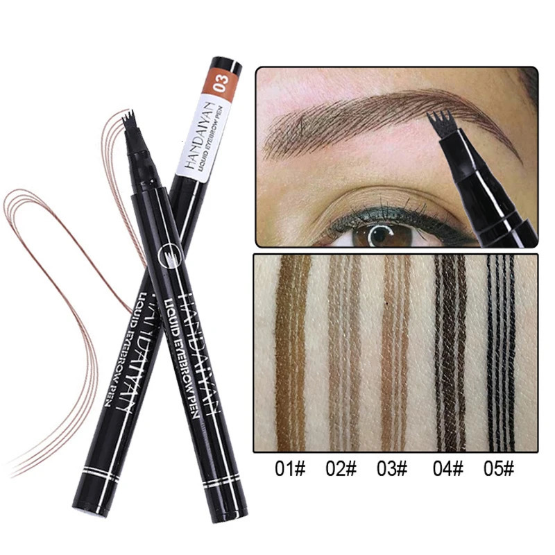 Liquid Eyebrow Pencil 4 Fork Microblading Pencil 3D Tattoo Sense Super Durable Crayon Waterproof Long Lasting Brown Black 250712