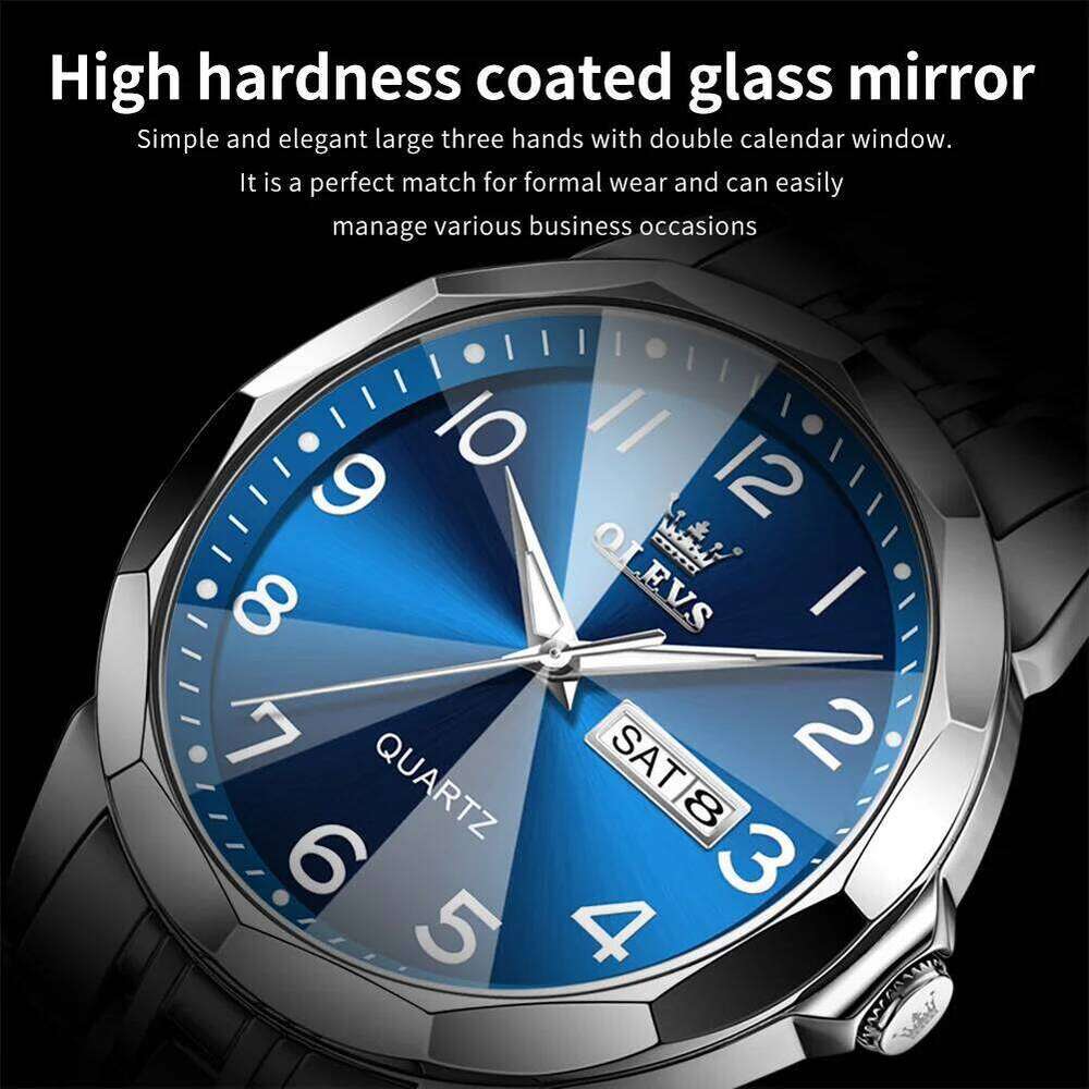 OLEVS Original Waterproof Men's Watches Digital Mirror Quartz Watch for Man Luminous Stainless Steel Wristwatch Male Date Week free shipping