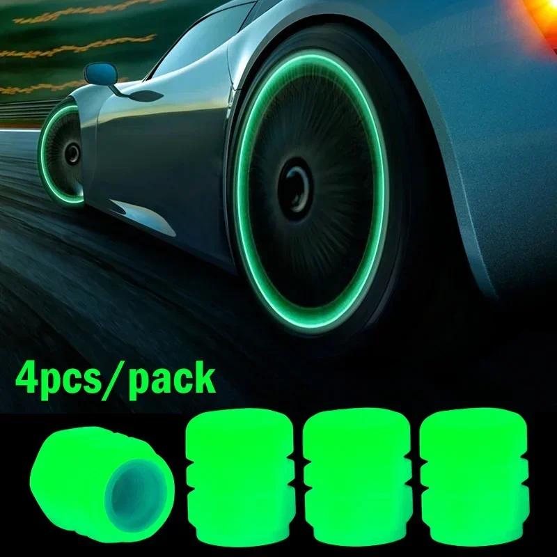 Utor28 Luminous Vae Caps Fluorescent Tire Vaes Cap Glow In The Dark Car Motorcycle Bike Wheel Plugs Tyre Hub Cover Decor