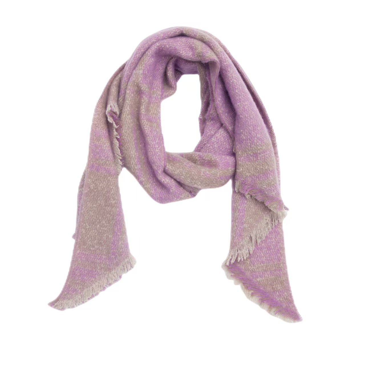 T1240 autumn and winter new circle yarn jacquard plaid bevel scarf