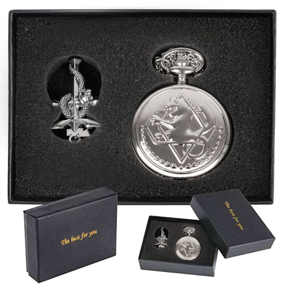 free shipping Fullmetal Alchemist High Grade Gifts Sets Pocket Watch Cosplay Japan Anime Necklace Clock Accessories With Box CF1217