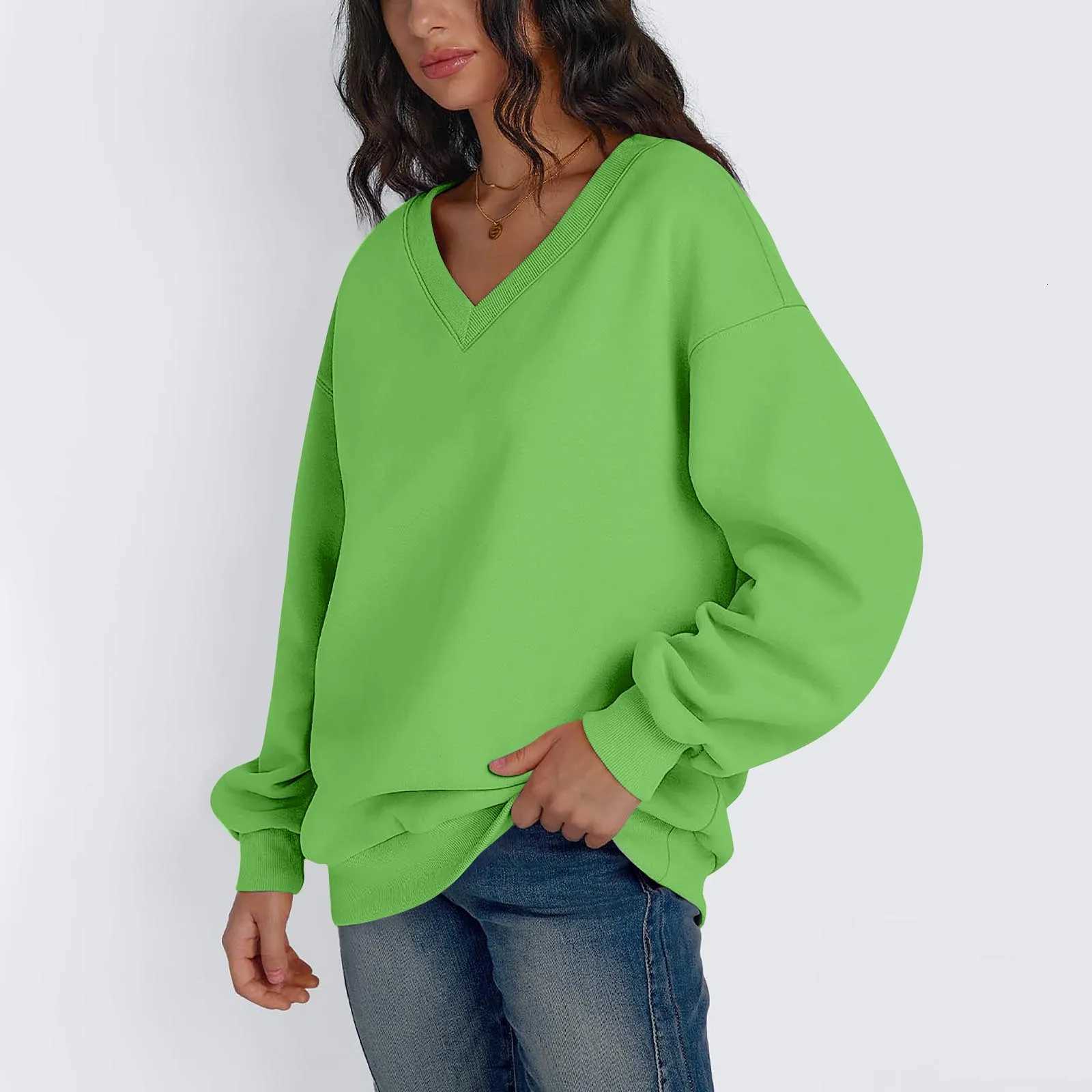 2023 Autumn Winter Womens Sweatshirt Comfortable Sports Tops Daily Flannel Wear Long Sleeve Top Casual V-Neck Clothes Coat XJ250717