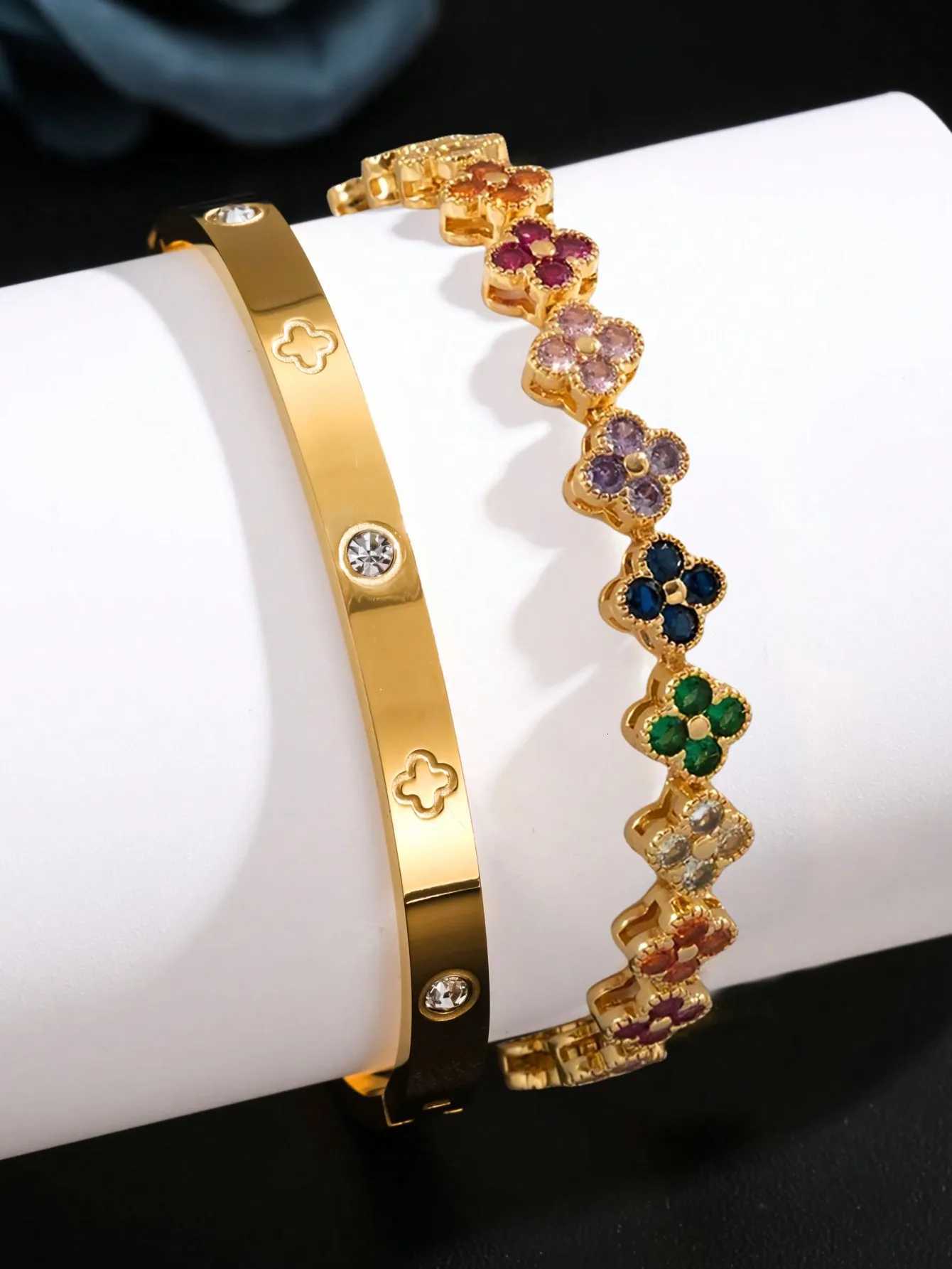 UILZ Delicate Lucky Wen Bracelet High Quality Stainless Steel Morandi Shining Zircon Inlaid Charm Jewelry Gift X250718